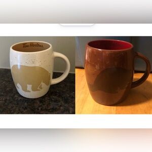 Tim Hortons Bear and Beaver Mugs - Pair